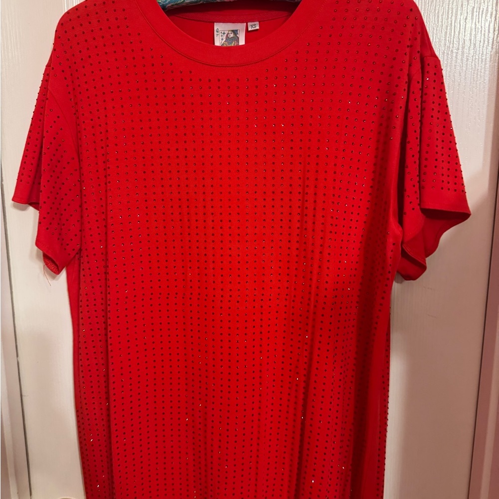 QOS Rhinestone Red Dress - Picture 2 of 5